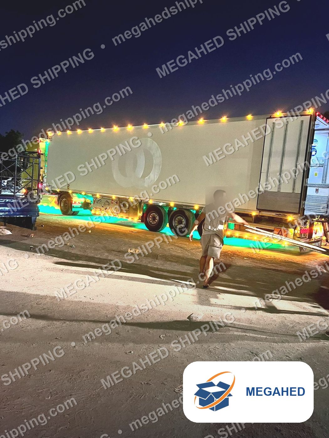 Heavy truck at night