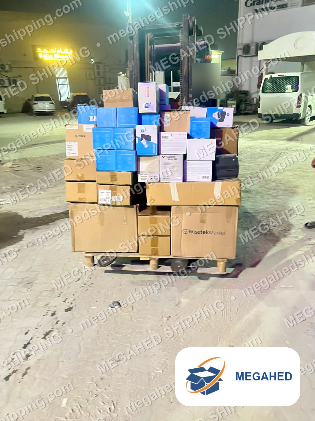 Loading a pallet by forklift