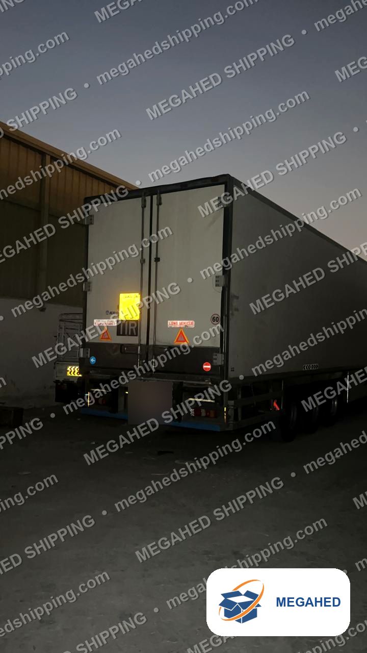 Road-freight trailer ready to depart