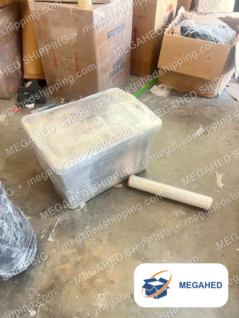Storage box wrapped for protection